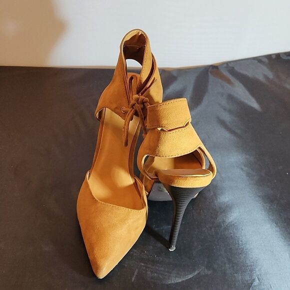 CHARLOTTE RUSSE WOMEN'S COLLECTION FAUX SUEDE D'ORSAY ANKLE STRAP TIE STILETTOS - Picture 8 of 12